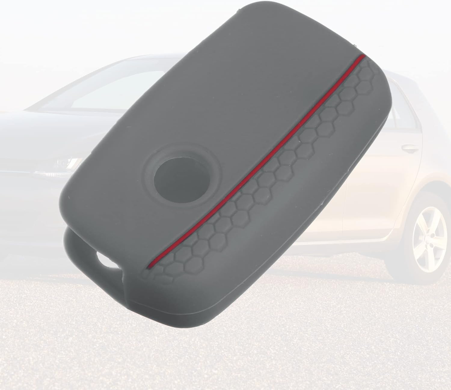 X AUTOHAUX Carcasa protectora de silicona para Volkswagen Jetta GTI Passat Golf Tiguan Touareg 3 botones, color gris oscuro