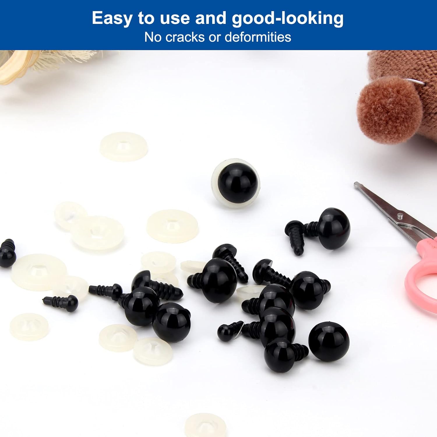 Ojos de seguridad para Amigurumi Crochet de 0.236 pulgadas, 100 unidades, ojos de peluche RuWfpz con arandelas, ojos de plástico para animales de