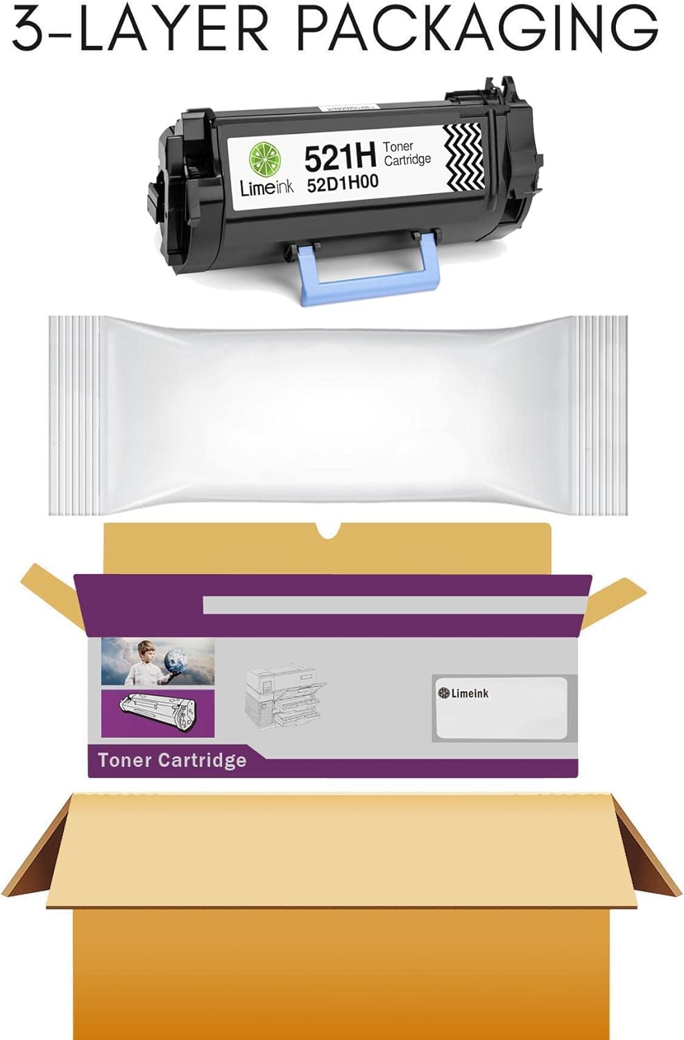 Limeink Cartucho de tóner compatible con Lexmark 521H 52D1H00 para Lexmark MS810 MS810n MS810dn MS810de MS811 MS811n MS811dn MS811dtn MS812dn
