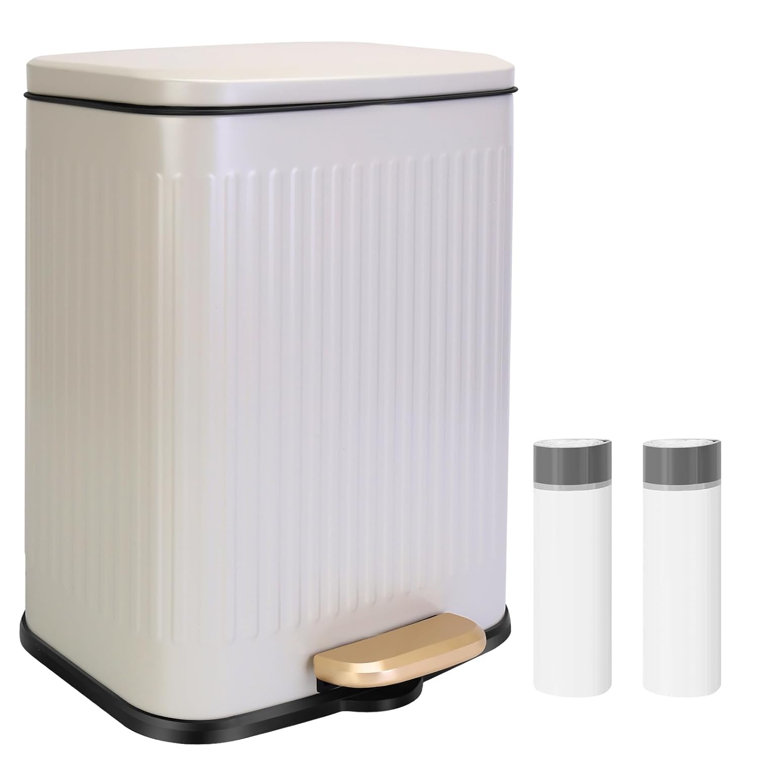 Triiter Cubo de basura rectangular de 3.5 galones con tapa de cierre suave, cubo de basura de acero inoxidable con cubo interior extraíble, papelera