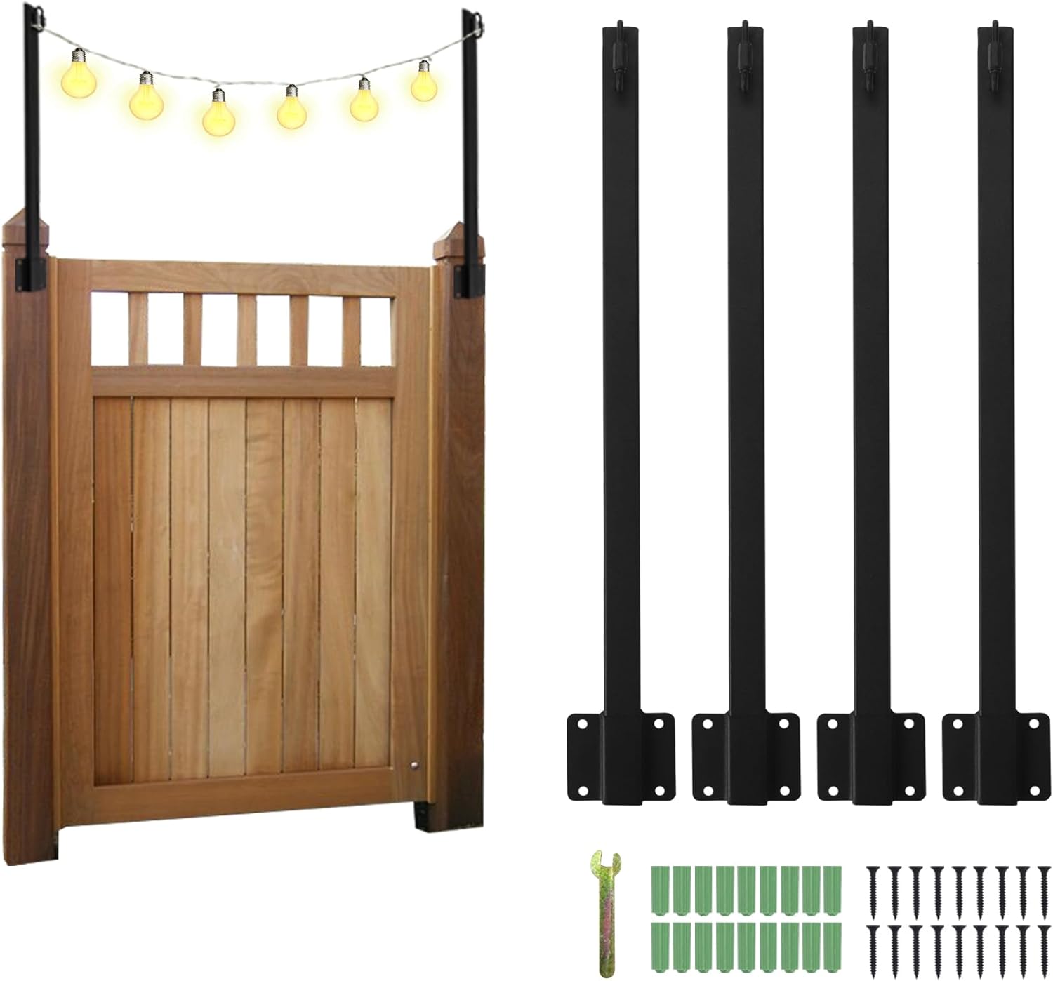 Paquete de 4 postes de luz para exteriores de 1.4 pies, postes de luz colgantes para luces exteriores con cabezal de luz semiabierto, soporte de