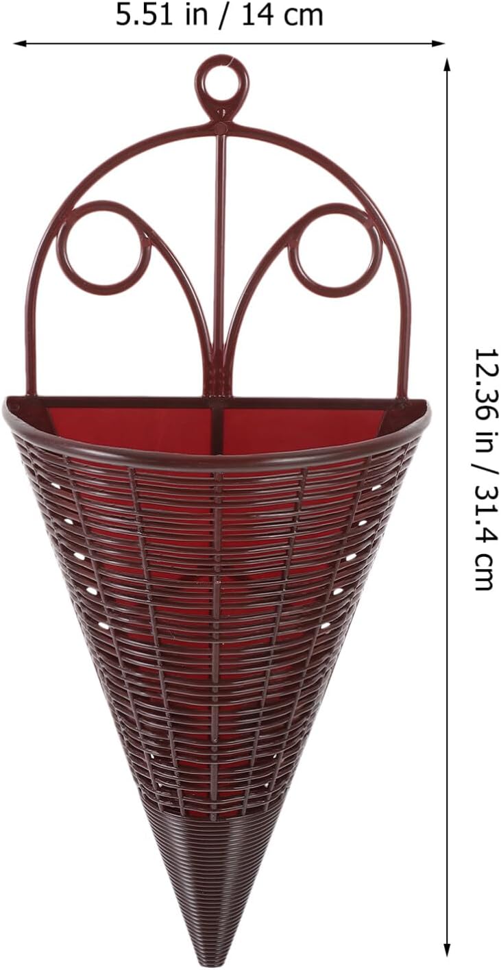 Cesta 5 piezas de ratán colgante de mimbre para macetas colgantes en forma de cono, maceta colgante de mimbre, maceta de pared para pájaros para