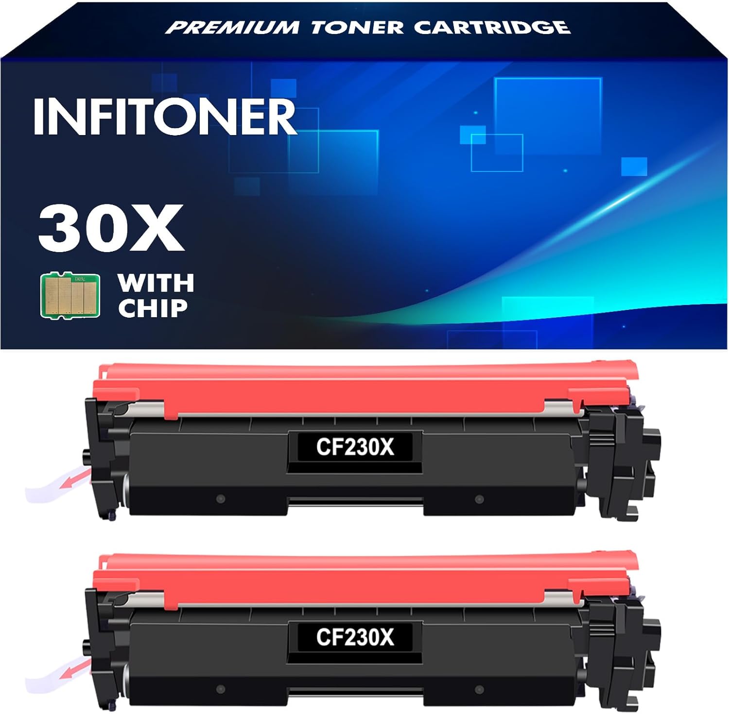 30X CF230X – Cartucho de tóner negro de 2 unidades, compatible con HP 30X, cartucho de tóner negro de alto rendimiento para impresora HP Laserjet