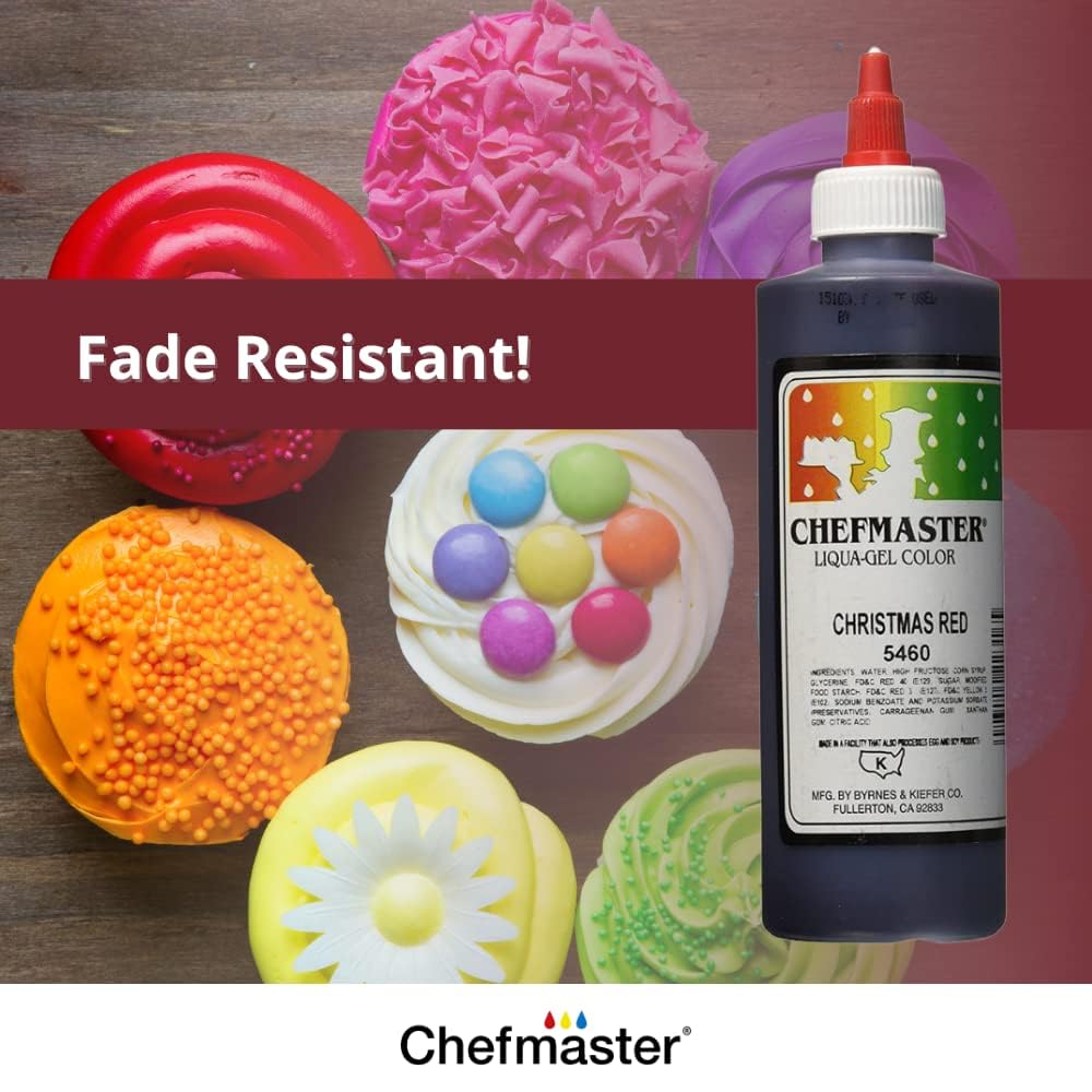 Chefmaster Liqua-Gel – Color alimentario, 10.5 onzas, rojo X-Mas