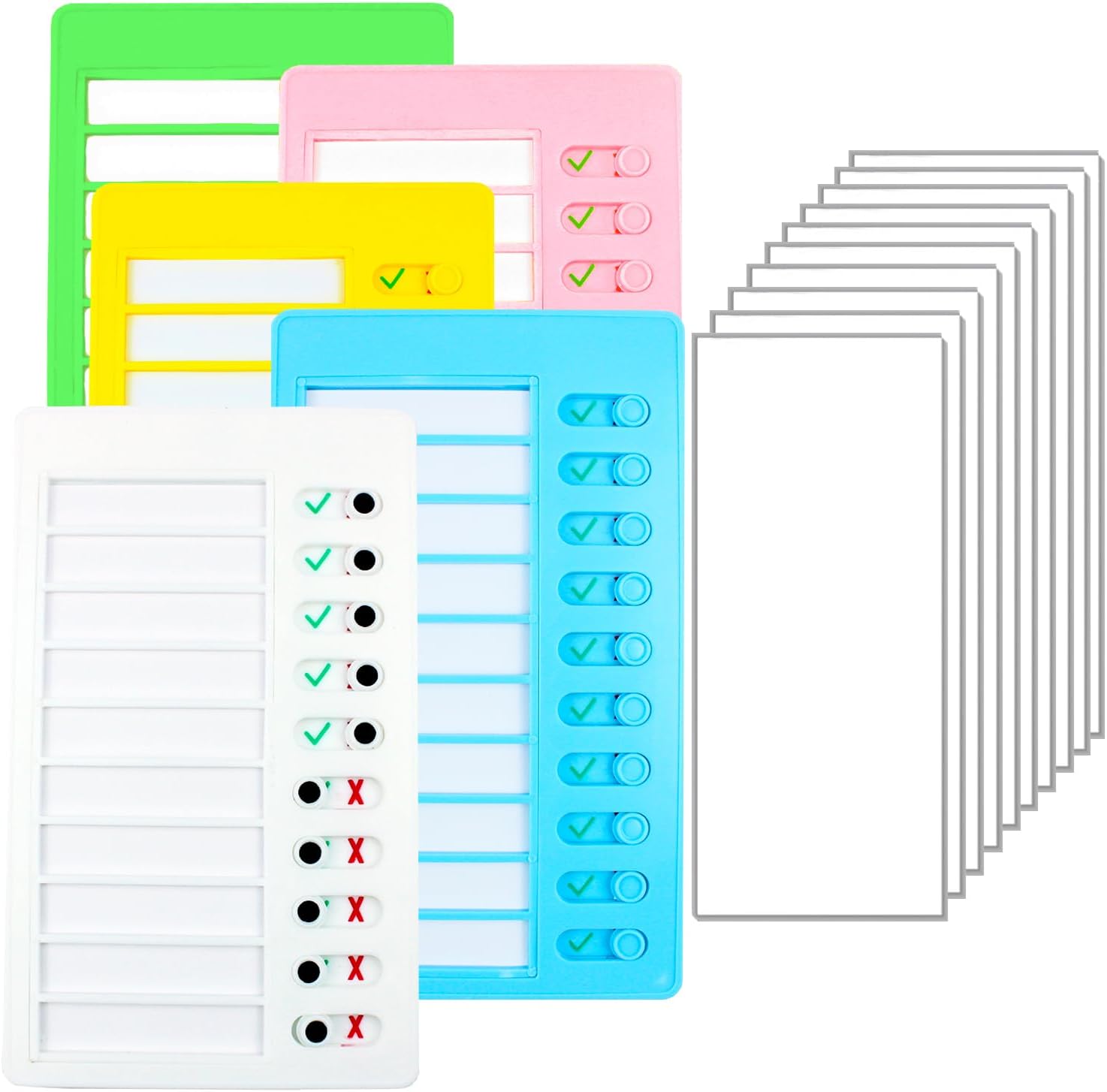 Tabla de tareas en blanco de 5 piezas para niños, tabla de lista de verificación de plástico en blanco, tabla de rutina diaria portátil, con