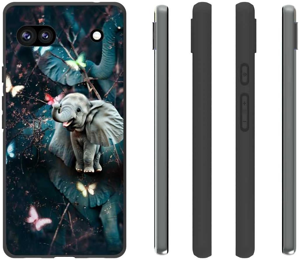 Compatible con Google Pixel 6A – Funda de elefante, lindo elefante bebé colorido mariposas bosque gráfico para Google Case hombres mujeres, funda de