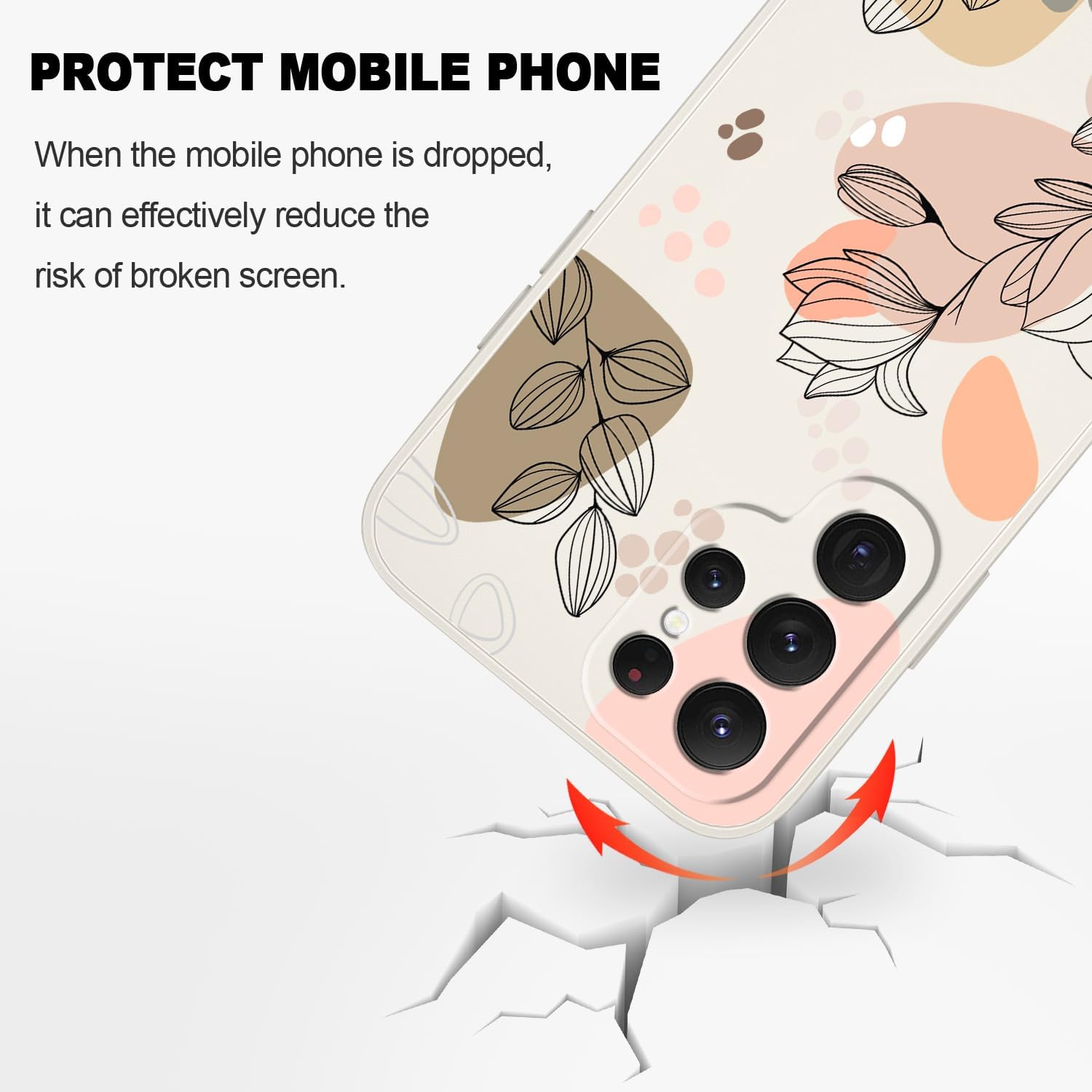 LEECG Funda para Samsung Galaxy S22 Ultra, funda para teléfono S22 Ultra, diseño de flores Morandi de moda, silicona suave, protección contra caídas