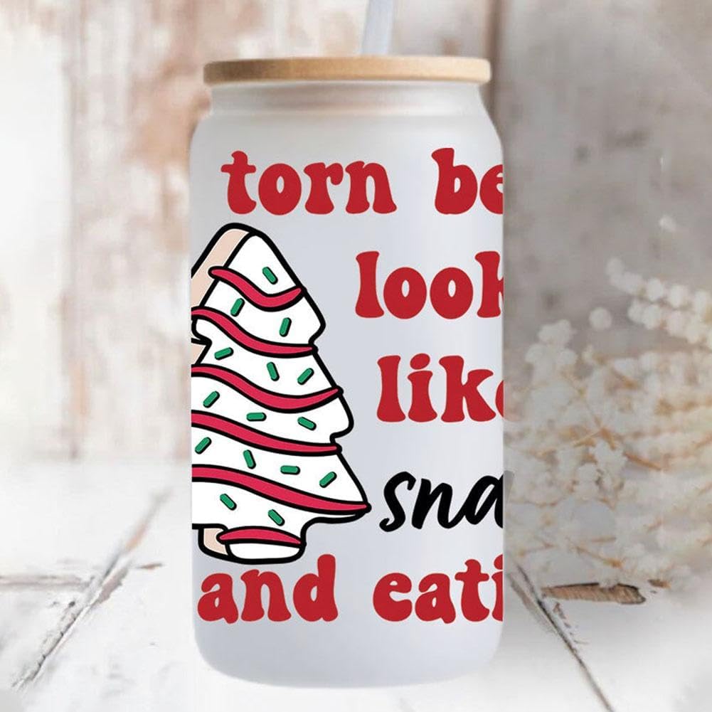 Adhesivos de transferencia de vasos UV DTF, calcomanía decorativa de Feliz Navidad para vasos de vidrio, envoltura de vasos impermeables de Papá