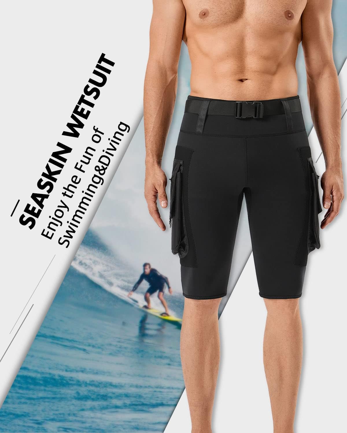 Seaskin 2.5mm Diving Shorts for Mens with Pocket