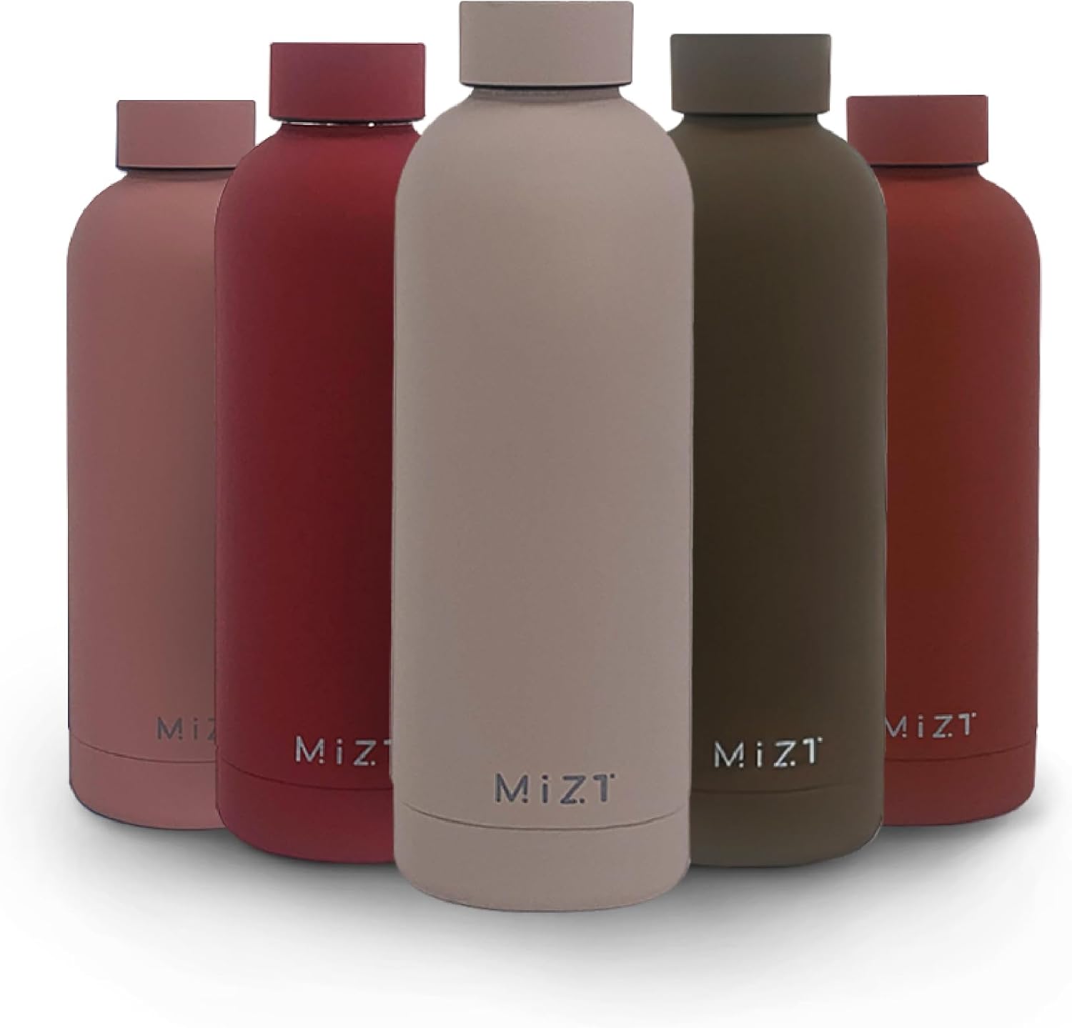 MIZT – Botella de agua deportiva de acero inoxidable 188 con doble pared con aislamiento de boca estrecha, a prueba de fugas, botella de viaje,