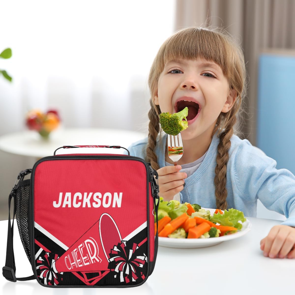 Lonchera reutilizable con nombre personalizado para niños, niñas y adolescentes, coloridas, animadoras, personalizada, aislada, hielera térmica,