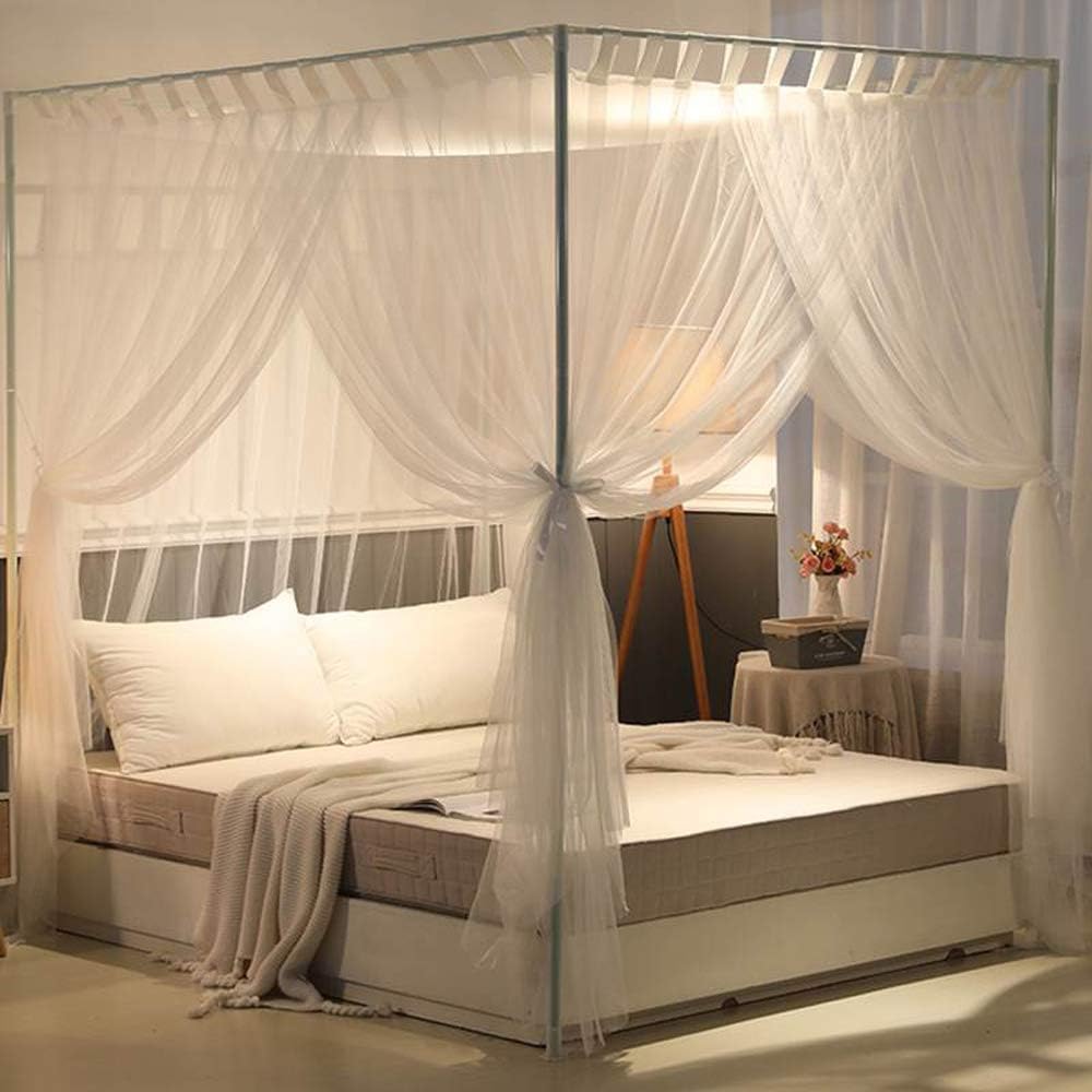 Mengersi – Dosel de cama con poste de 4 esquinas simple, Mosquitero de cama para niñas, niños y adultos