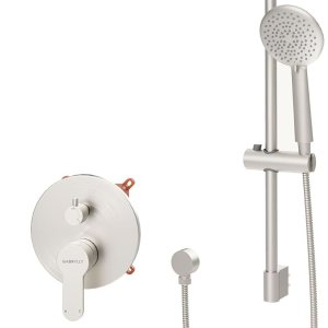 Gabrylly Sistema de ducha de níquel cepillado, juego de grifo de ducha de barra deslizante con cabezal de ducha de lluvia de alta presión de 10 Gabrylly Sistema de ducha de níquel cepillado, juego de grifo de ducha de barra deslizante con cabezal de ducha de lluvia de alta presión de 10