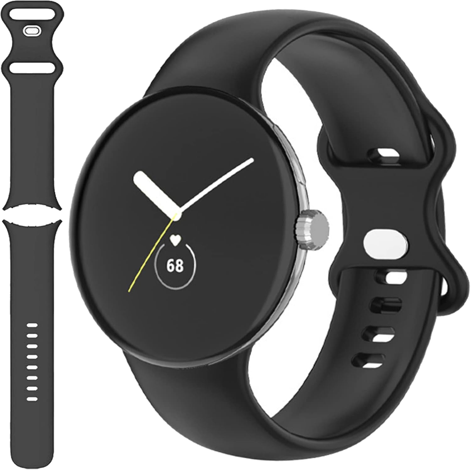 Miimall Correa compatible con Google Pixel Watch, correa de repuesto de silicona suave para Google Pixel Smart Watch