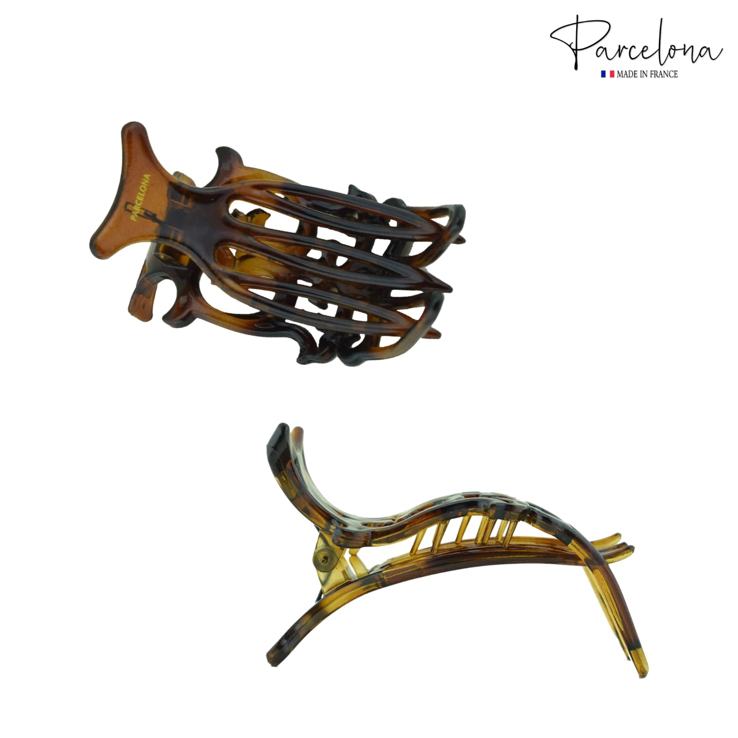 Parcelona Pequeña diapositiva francesa de celuloide intrincada en la pinza lateral del pelo del deslizador para el pelo fino