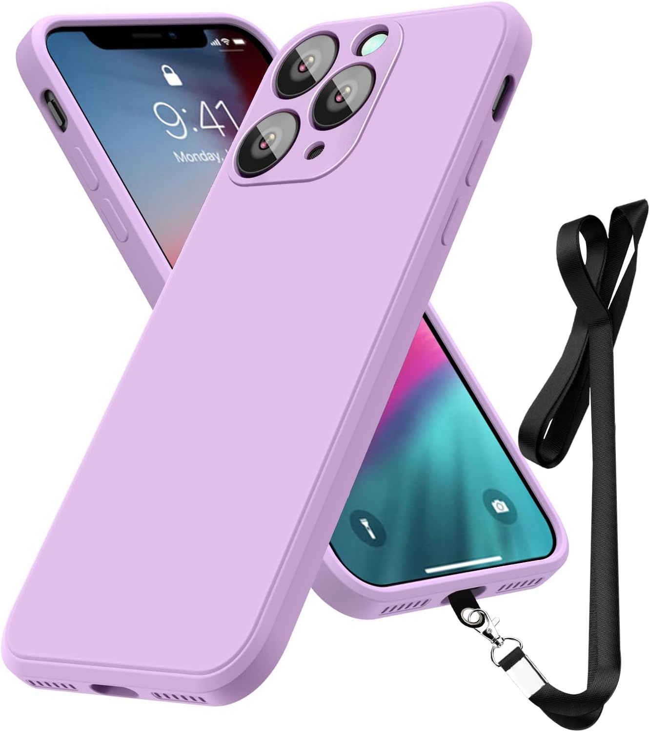 HIYUUTTBS Funda compatible con iPhone 11 de 6.1 pulgadas, silicona líquida suave al tacto de cuerpo completo, correa de cordón para el cuello, funda