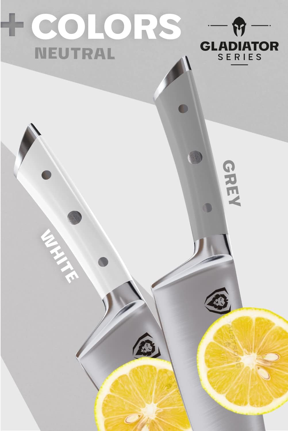 Dalstrong Cuchillo de chef  8 pulgadas  Serie Gladiator  Mango ABS gris ahumado  Acero alemán forjado de alto carbono  Cuchillo de cocina de espiga
