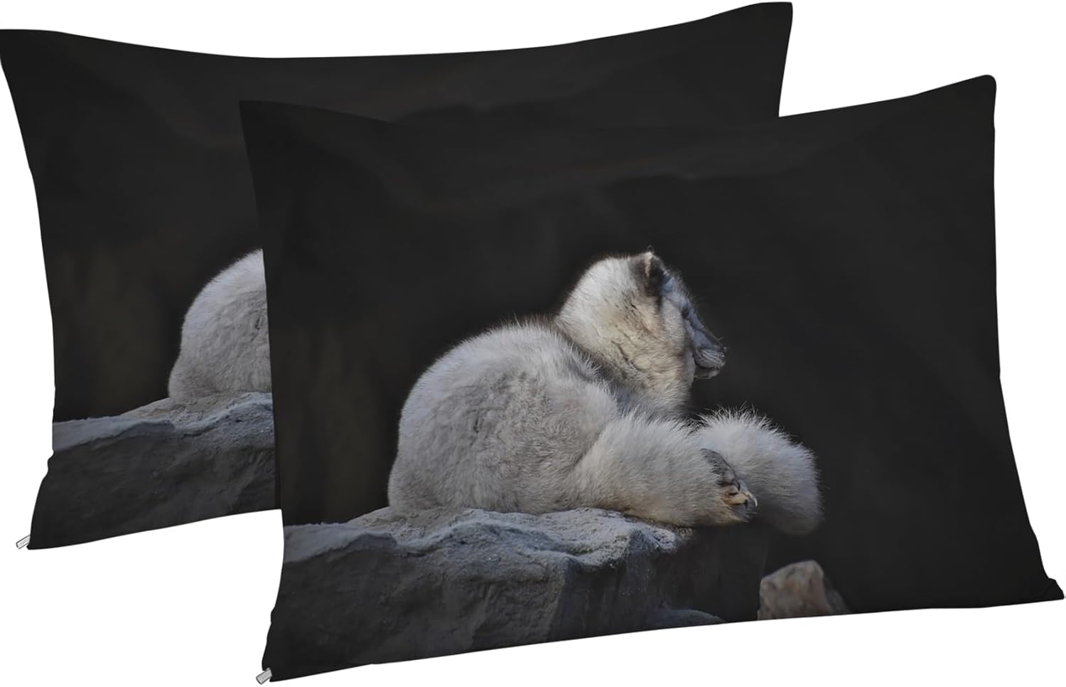 Black King Bedding Set Arctic Fox Duvet Cover 3-Piece Set for Bedroom Decor Soft Microfiber Comforter Cover 104×90 Inches and 2 Pillowcases, with