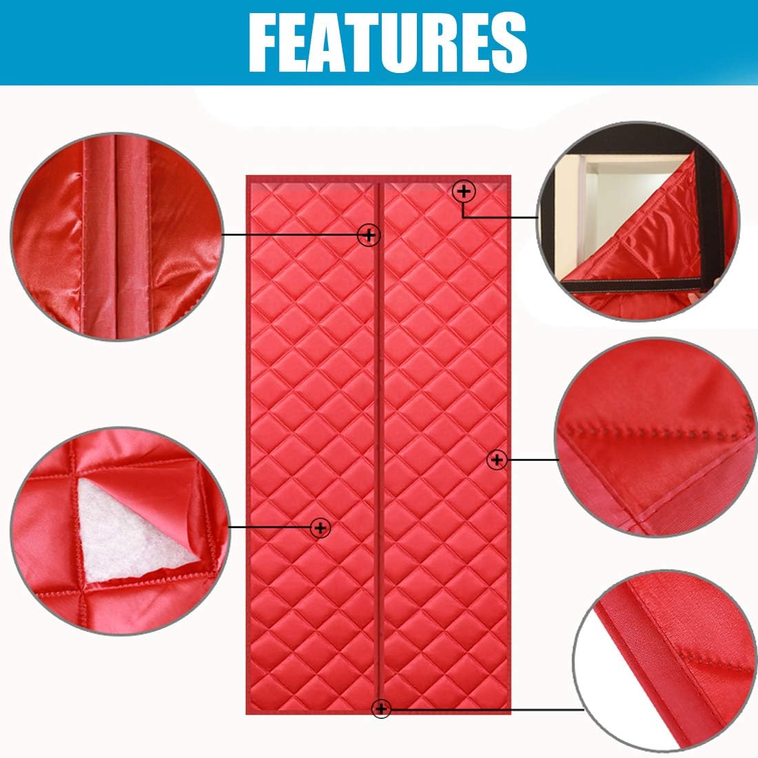 Cozomiz Cortina opaca magnética con aislamiento térmico para puerta, con aislamiento térmico, impermeable, reduce el ruido, 33 x 78 pulgadas, color