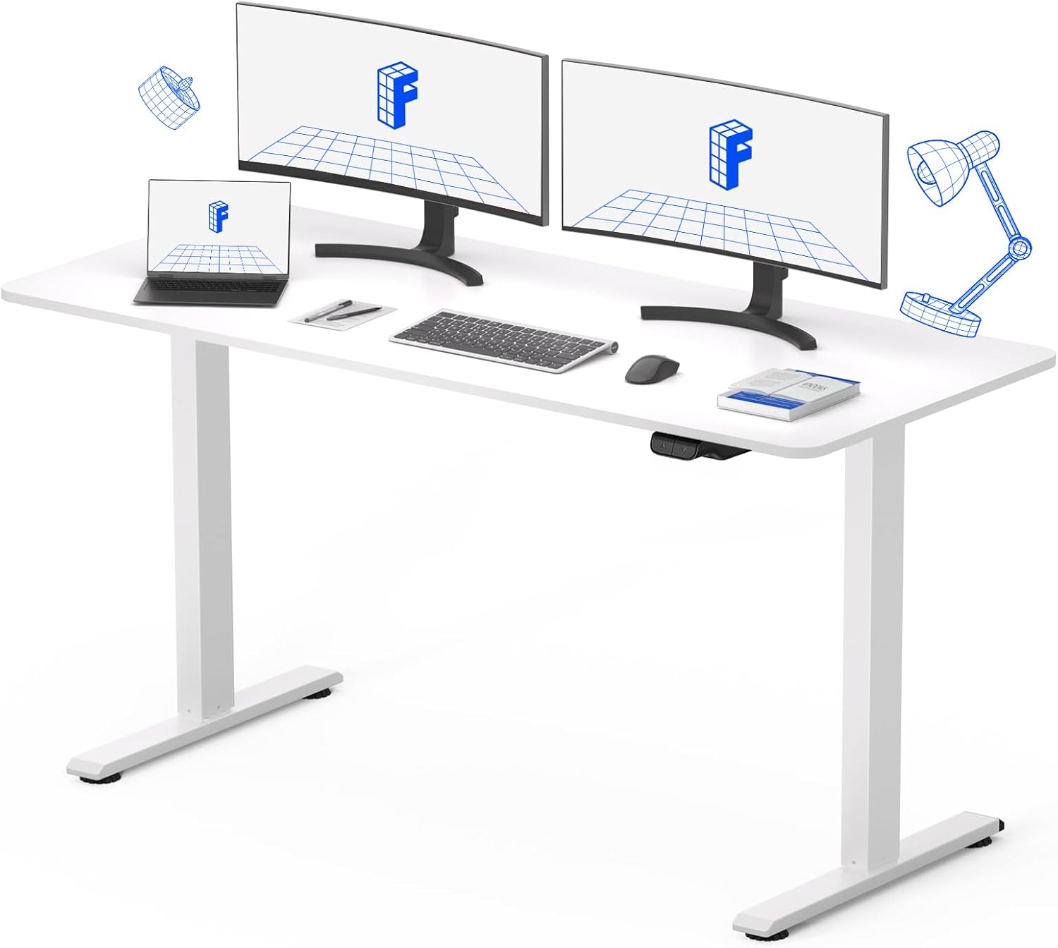 FLEXISPOT Escritorio de pie de altura ajustable de 55 pulgadas, escritorio de computadora para oficina en casa, escritorio de pie, color blanco