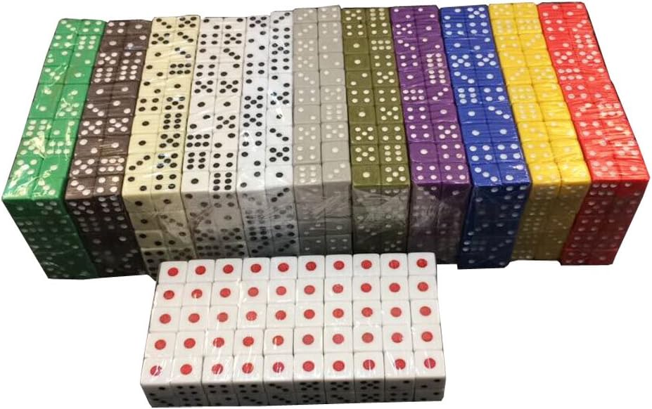 Paquete de 50 dados opacos D6 de seis caras de 0.472 pulgadas (0.472 in), color aleatorio (por lo menos 5 colores)