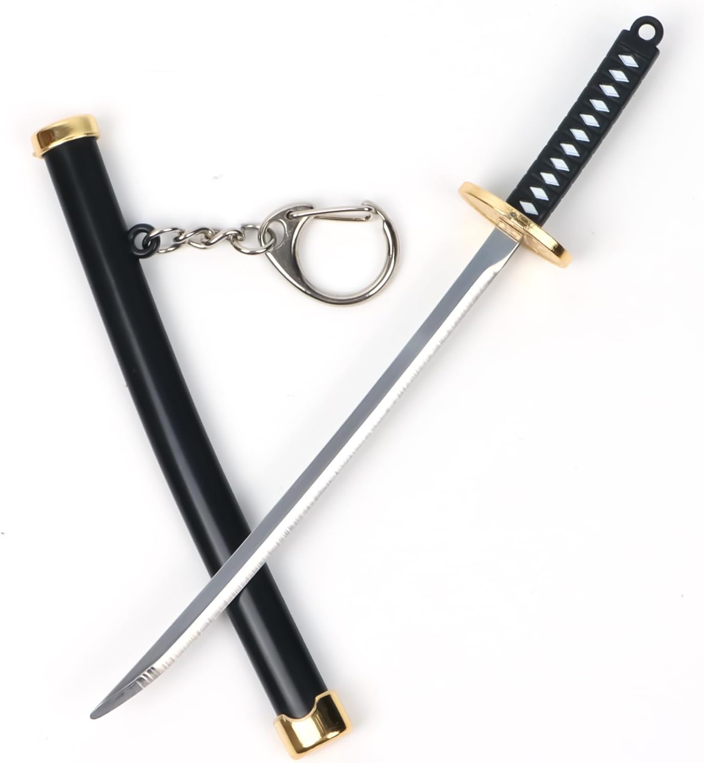 SHARP CASTLE Mini katana japonesa, cuchillo de acero inoxidable ultra afilado de 5.7 pulgadas con vaina, llavero Katana de anime, cortador de