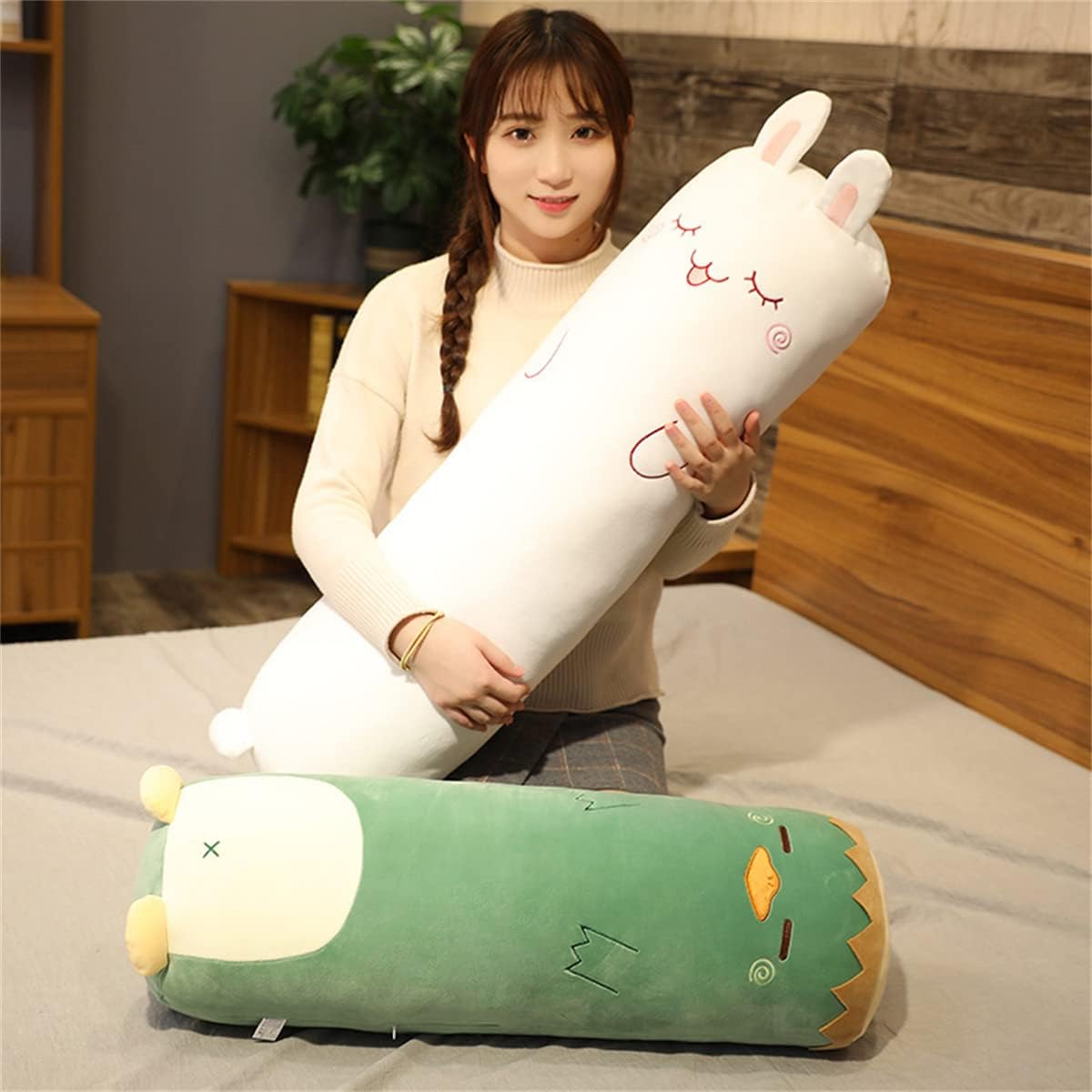 Almohada de cuerpo largo Kawaii Bear  Animal de peluche de 39.3 pulgadas  Suave, comodidad abrazable para adultos y niños para cumpleaños, San