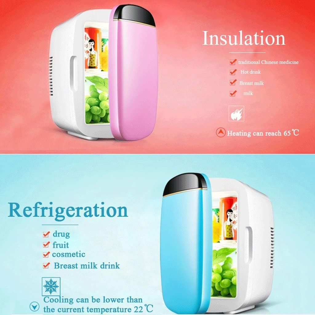 Mini Fridge Mini Fridge Cooler & Warmer 6L Capacity, Compact, Portable And Quiet For Car Home Office Dorm Skincare Cosmetics(ColorWhite) (Pink)