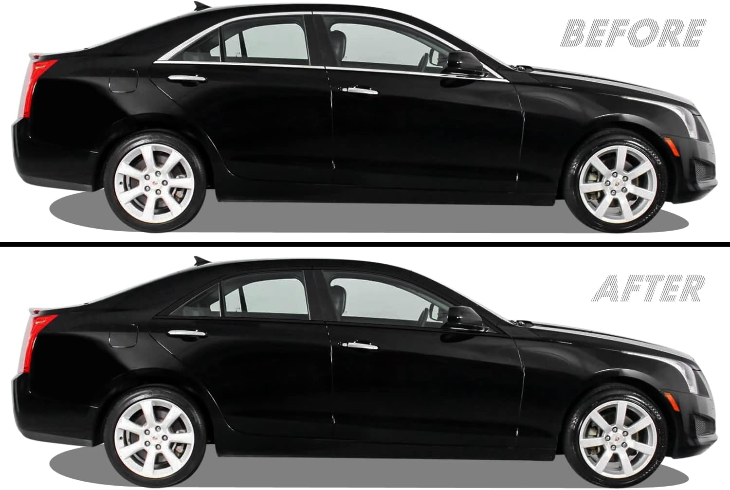 SlickMod Revestimiento de vinilo opaco cromado para Cadillac ATS Sedan 2013-2018 (negro brillante)