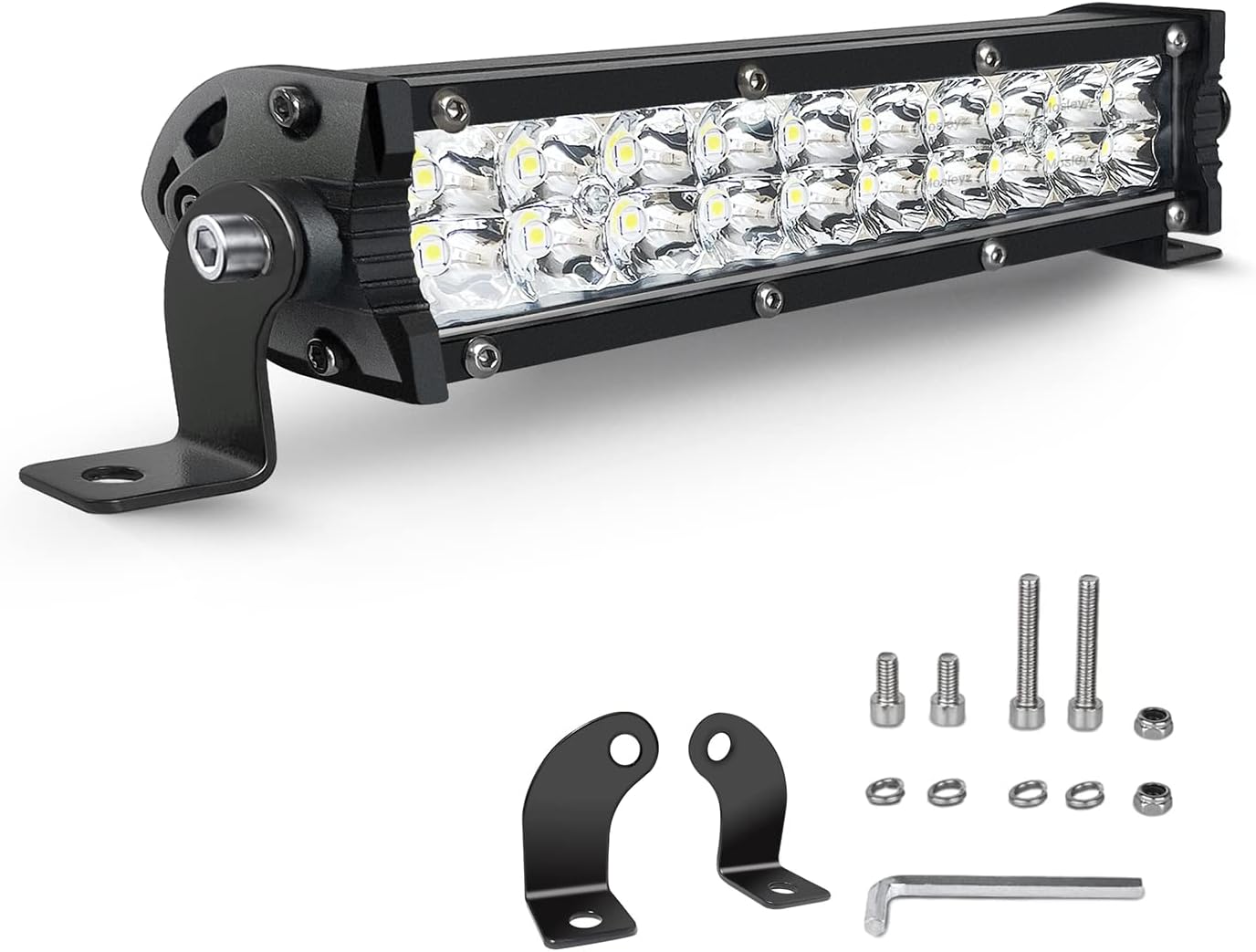 Barra de luz LED de doble fila de 7 pulgadas  60 W Slim LED Spot Flood Combo Off Road Luz de conducción todoterreno, luces LED antiniebla luces de