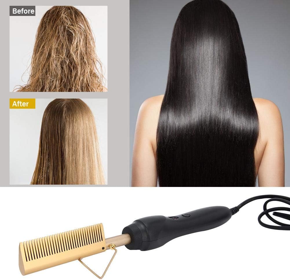 Peine alisador de cabello 2 en 1, rizador de pelo eléctrico, rizador multifuncional, húmedo y seco, alisar y rizar (EE. UU.)