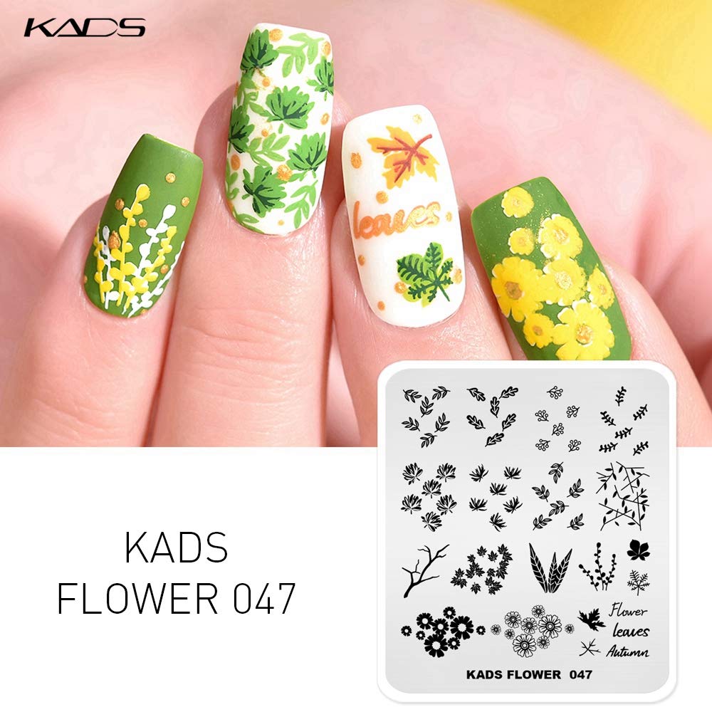KADS 5pcs Nail Stamp Placas Set Uñas Arte Estampado Placa Hojas Flores Animal Nail Plate Plantilla Imagen Placa