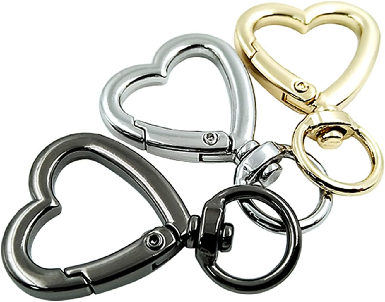 HAN SHENG 30 piezas de llavero de metal en forma de corazón, diseño creativo, hebilla colgante, llavero de resorte a presión, clip para colgar,