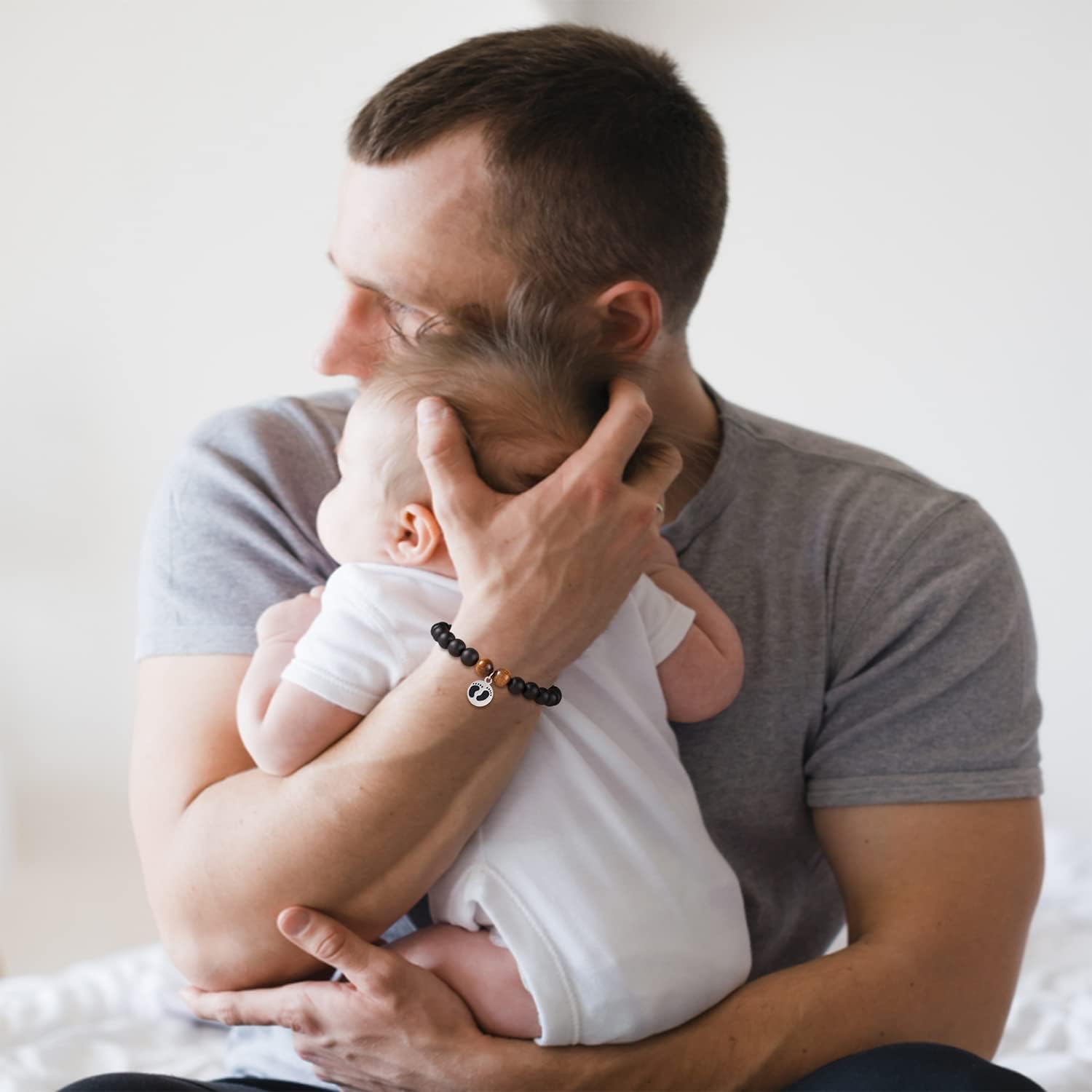 Regalos para padres nuevos para parejas, pulseras para mamá nueva y papá, Piedra, Sin gemas.