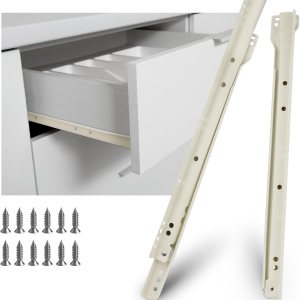 LONTAN Diapositivas para cajones de montaje inferior de 12 pulgadas, estilo europeo, rieles de cajón blancos, correderas de cajón de montaje LONTAN Diapositivas para cajones de montaje inferior de 12 pulgadas, estilo europeo, rieles de cajón blancos, correderas de cajón de montaje