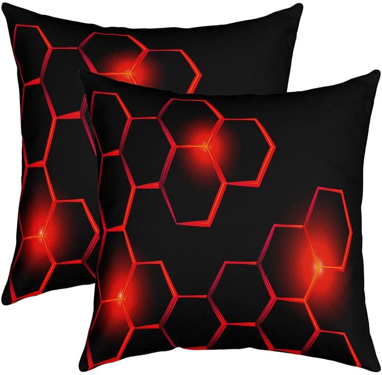 Fundas de cojín de panal de abeja, fundas de cojín geométricas modernas con temática hexagonal de 18 x 18 pulgadas, juego de 2 fundas de almohada