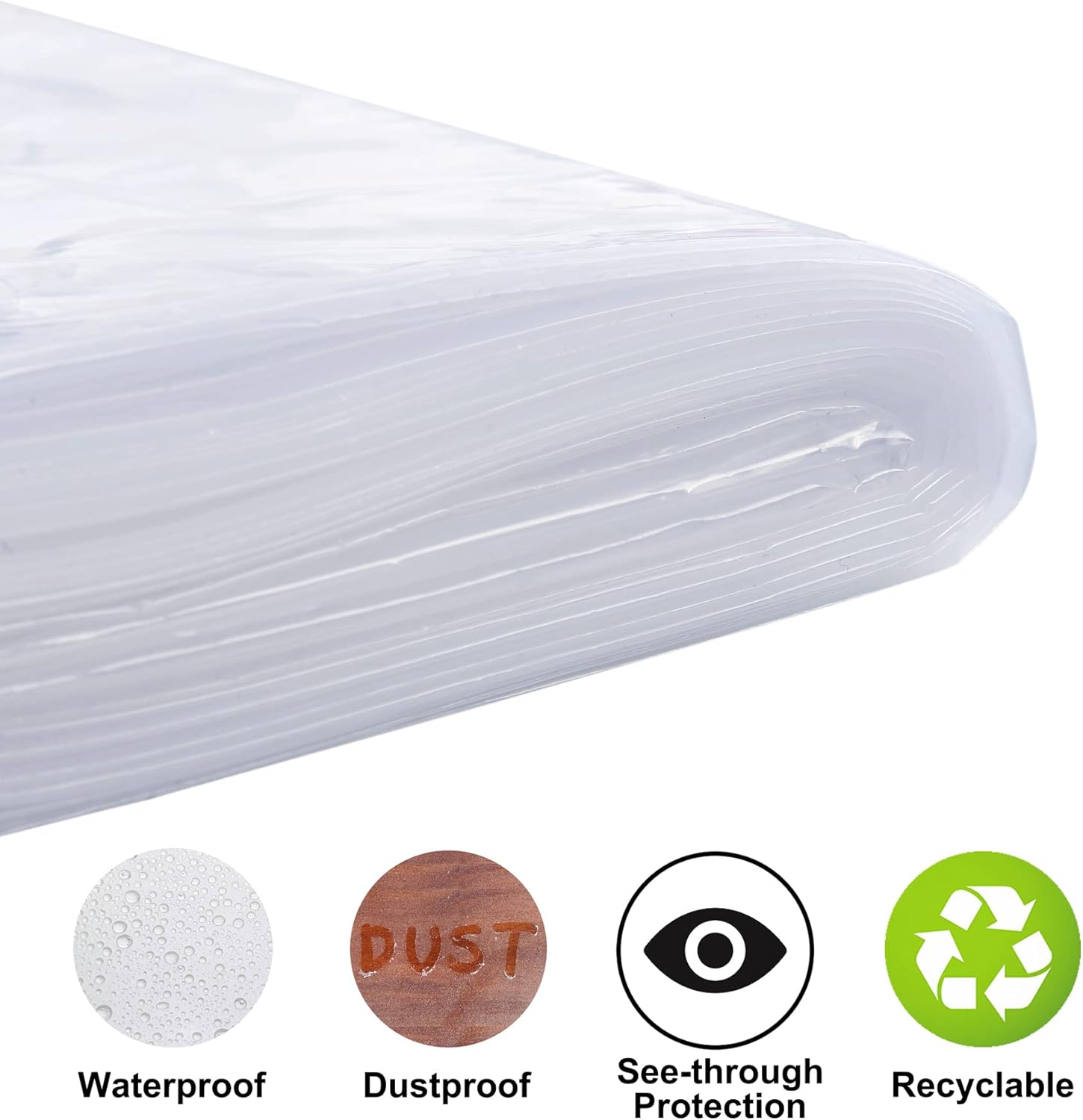 Paquete de 2 paños de plástico de 9 pies por 12 pies, cubierta de piso de pintura de plástico para muebles, cubierta impermeable y transparente