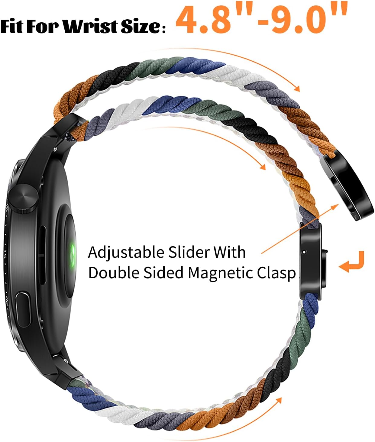 Correa magnética de 0.787 in compatible con Samsung Galaxy Watch 4 5 Pro 6 Band 1.575 in 1.732 in 1.772 inWatch 6 Classic 1.693 in 1.850 inWatch 4