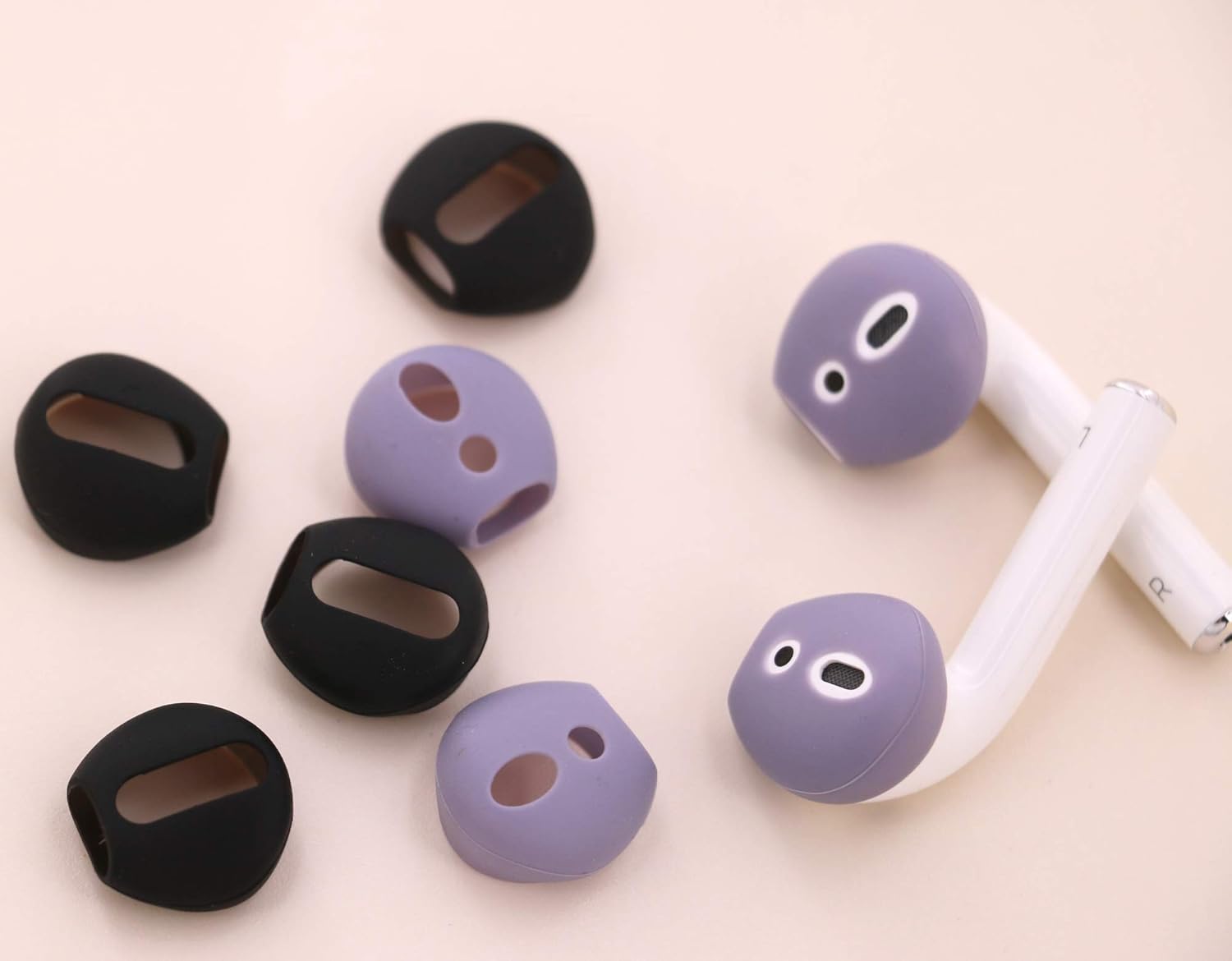 ( Fit in Case ) 4 Pairs Replacement Super Thin Slim Rubber Silicone Earbuds Ear Tips and Covers Skin for AirPods 2 AirPods 1 or EarPods Headphones