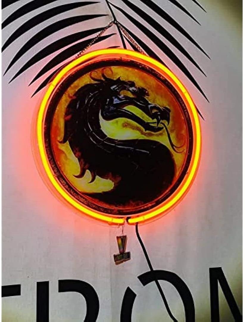 Letrero de neón de Mortal Kombats de 12 pulgadas, barra de pub de cerveza, hecho a mano, decoración de pared, luz de neón