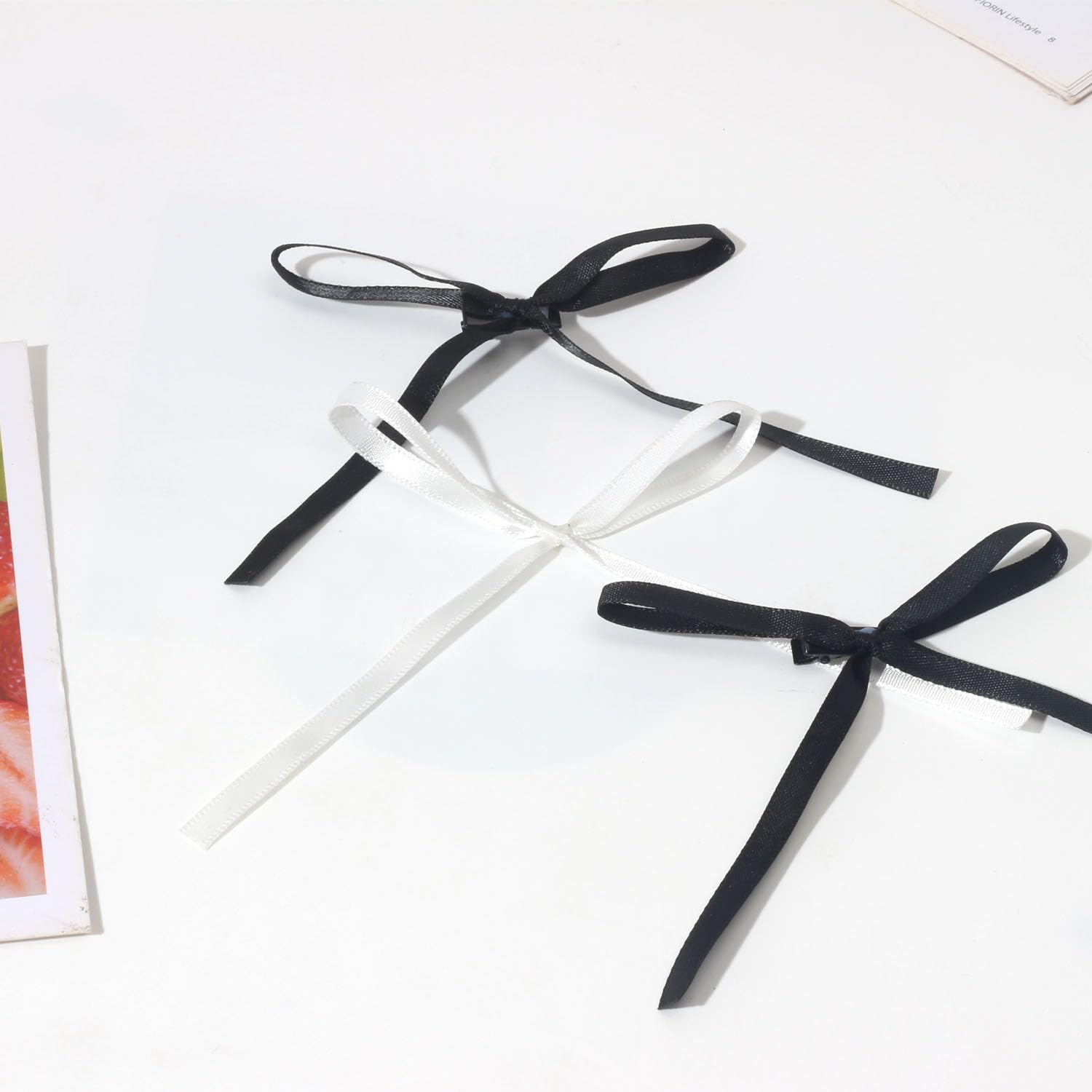 20 clips de lazos pequeños con cinta, cola larga, soporte para cola de caballo, pasadores para el cabello, accesorios para el cabello para mujeres y
