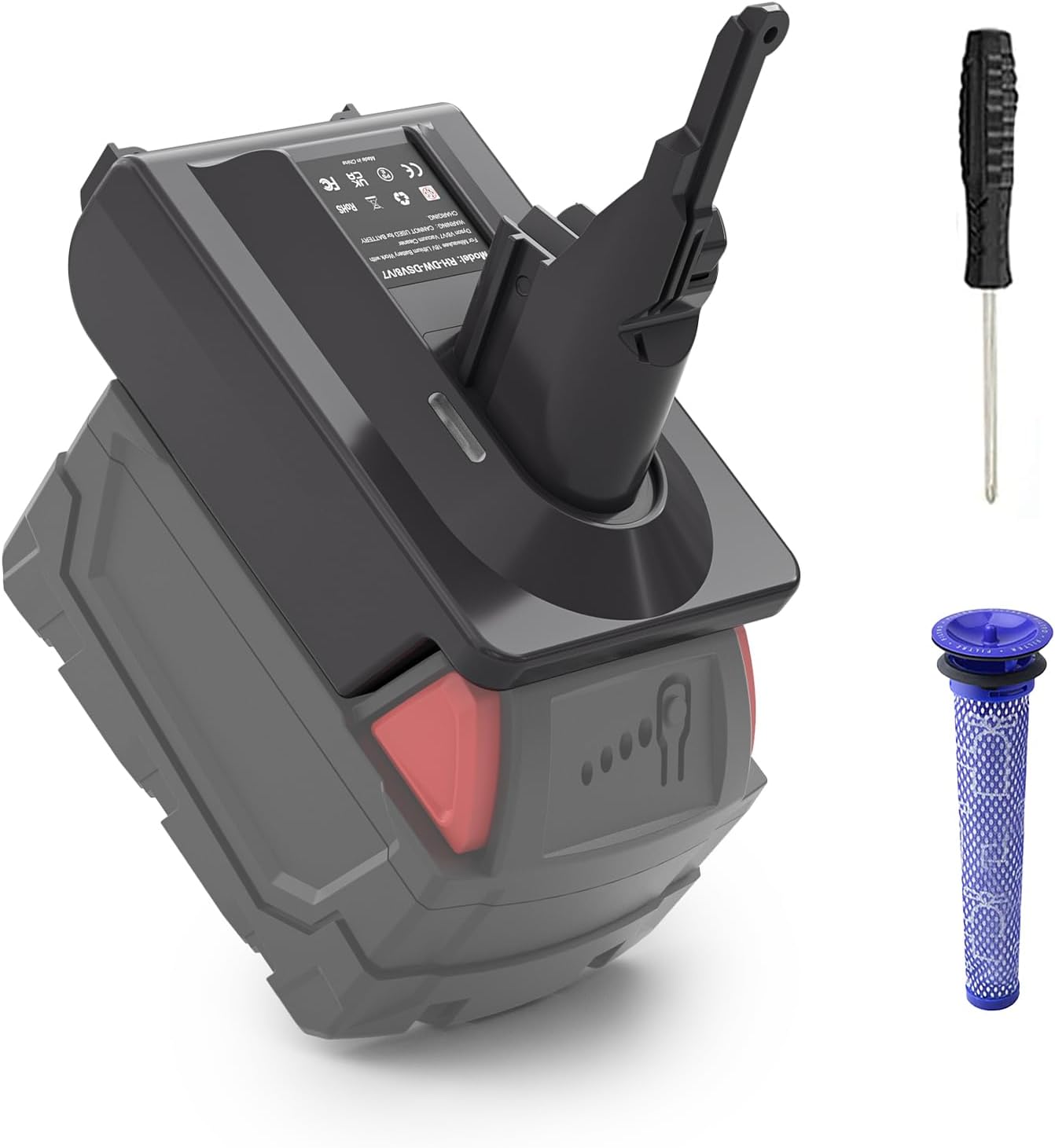 Adaptador para Dyson V7V8 Compatible con Milwaukee M18 18V Batería Convertir a Dyson V7 V8 Animal Motorhead Absolute Stick Aspirador inalámbrico con