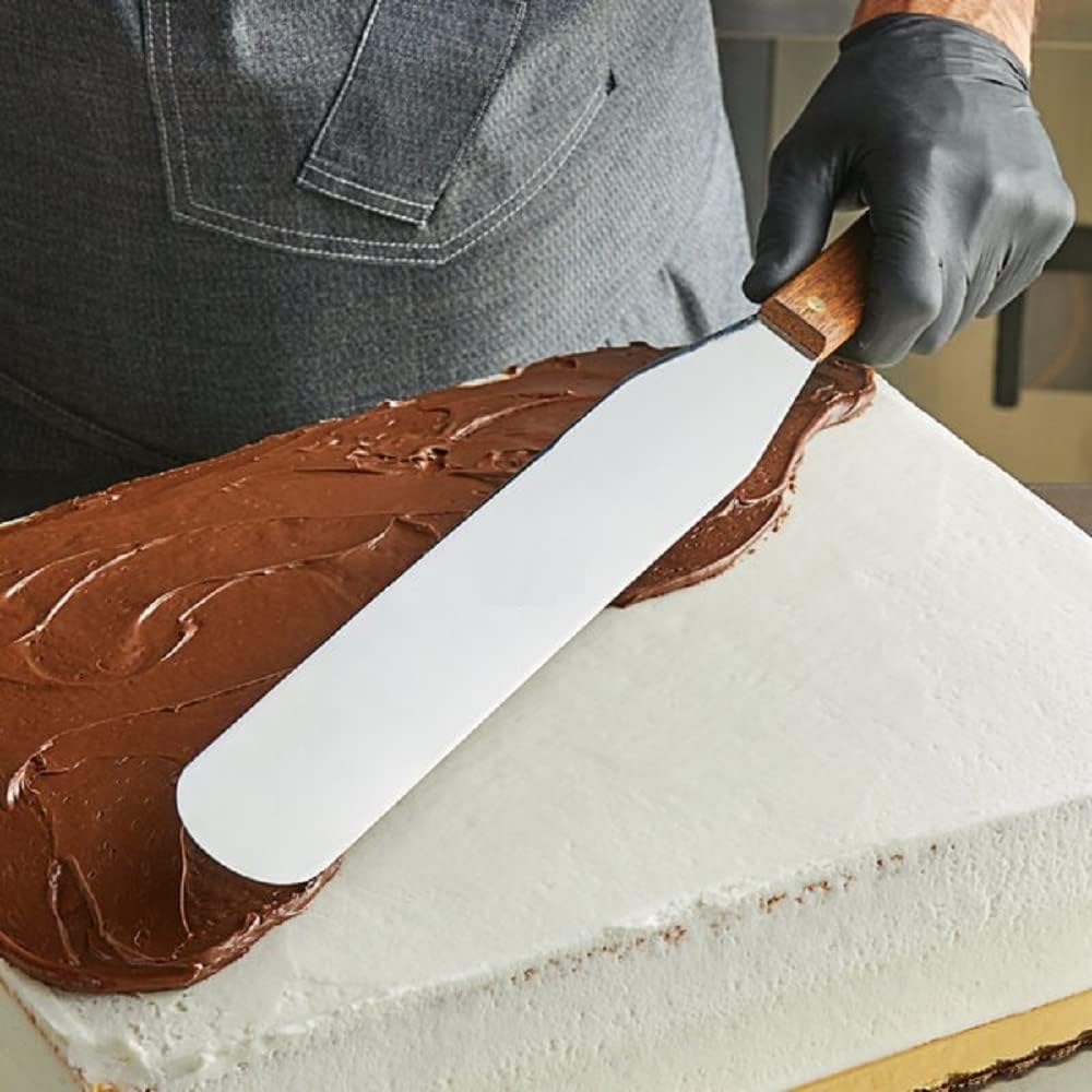 Espátula de glaseado flexible de 14 pulgadas de acero inoxidable con mango de madera, espátulas de crema para tartas de mantequilla, espátulas para