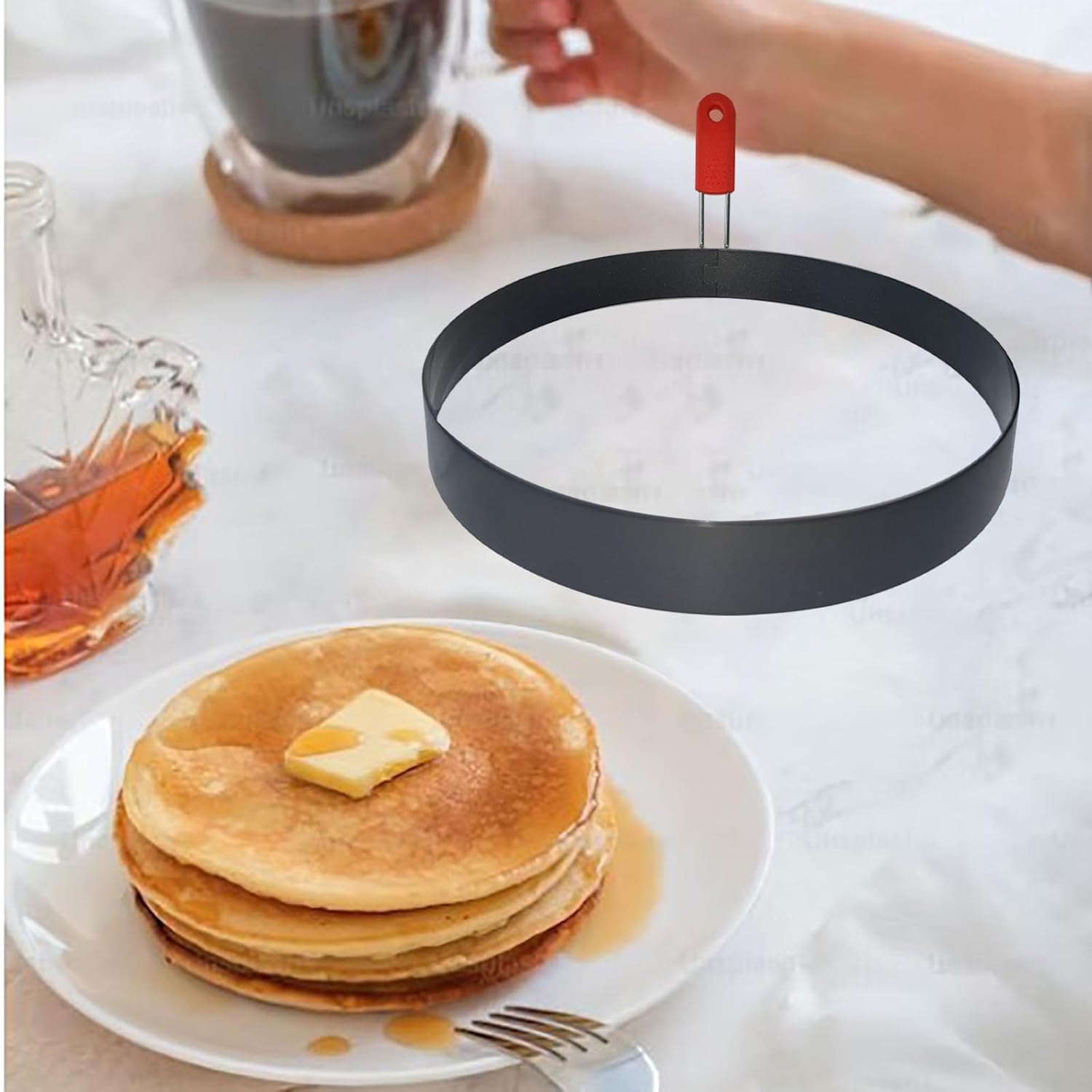 Molde de anillos para panqueques de huevo, paquete de 2 moldes redondos de 6 pulgadas para panqueques, anillo de tortilla de acero inoxidable para