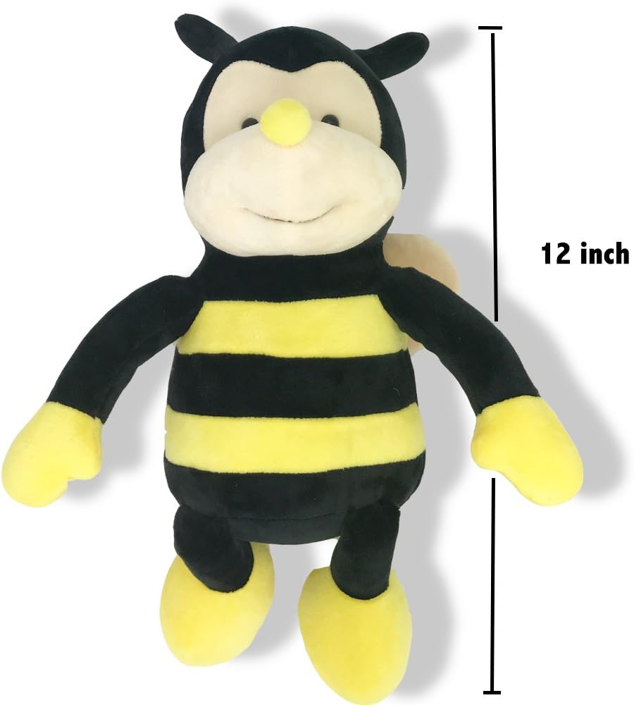 Peluche Nana la abeja con cara sonriente y alas amarillas, abejorro, juguete suave en forma de animal para niños de 12 pulgadas de la cabeza a los