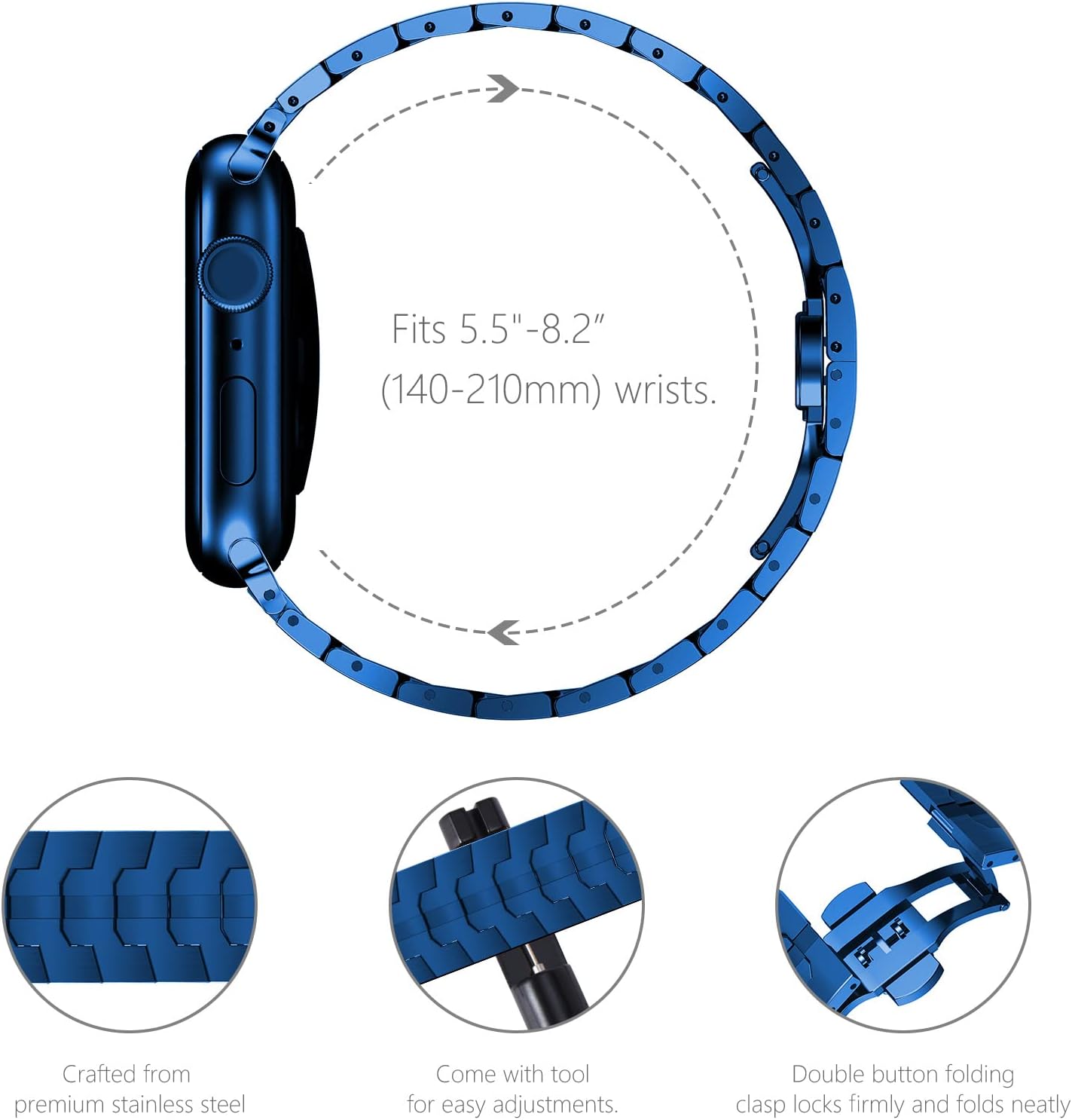 NewWays Stainless Steel Band Compatible with Apple Watch Band