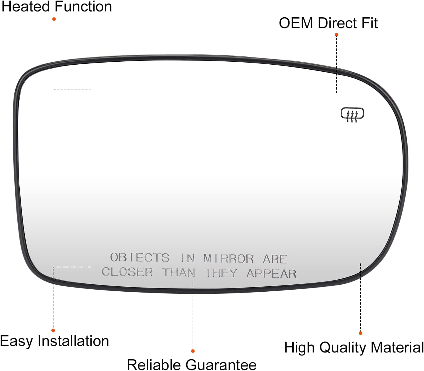 Reemplazo de cristal del espejo lateral izquierdo del conductor y del lado derecho del pasajero para Chrysler 200 2011-2017, Chrysler 300 2012-2021,