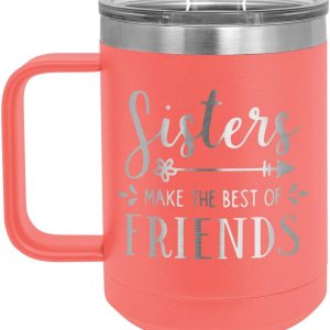 SISTERS MAKE THE BEST OF FRIENDS Coral Taza de café de 15 oz con tapa deslizante  Taza de café de viaje aislada  Ideas de regalo únicas de mujeres u SISTERS MAKE THE BEST OF FRIENDS Coral Taza de café de 15 oz con tapa deslizante  Taza de café de viaje aislada  Ideas de regalo únicas de mujeres u