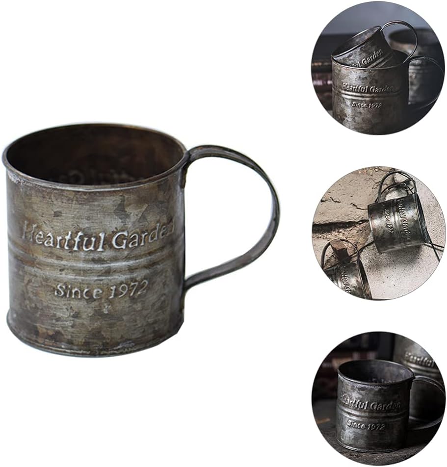 Cubo de flores de hierro forjado retro Jarrón de metal Jarrón de metal para floristería, cubetas de metal para floristería, cubo francés, jarrón de