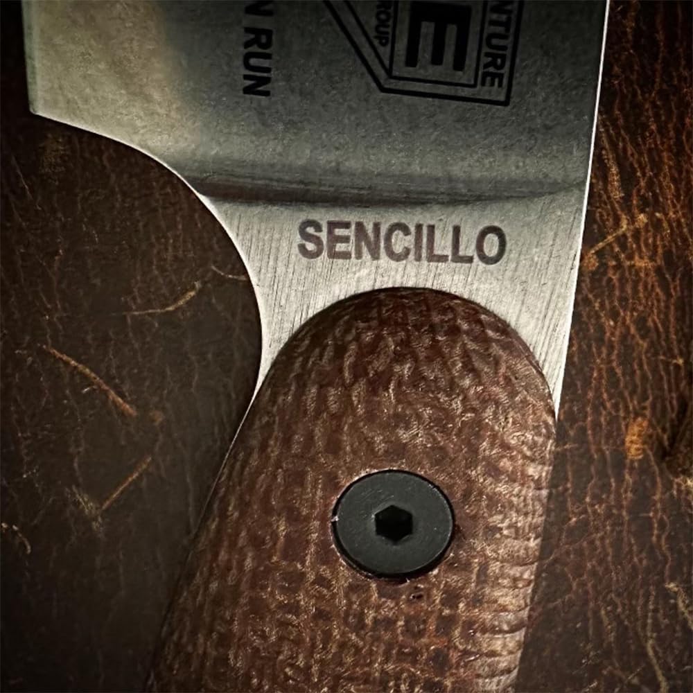 ESEE Sencillo Cuchillo de supervivencia de hoja fija con mango de micarta marrón y funda Kydex (acero A2)